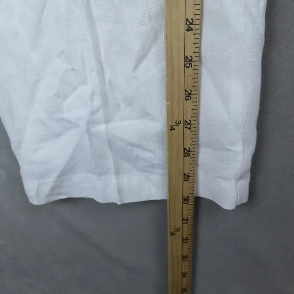 Quince Trouser 100% European Linen Pleated Women Sz 10 White Flax Coastal Beach